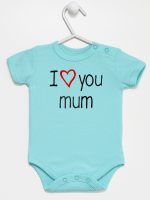 i love you mum z sercem body z krótkim rękawem kolor miętowy 088