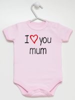i love you mum z sercem body z krótkim rękawem kolor różowy 088