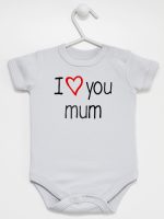 i love you mum z sercem body z krótkim rękawem kolor szary 088