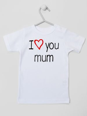 i love you mum z sercem koszulka z krótkim rękawem kolor biały 088