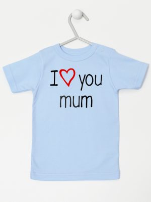 i love you mum z sercem koszulka z krótkim rękawem kolor błękitny 088