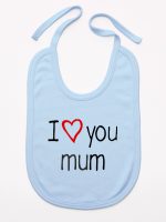 i love you mum z sercem śliniak niemowlęcy kolor błękitny 088 i love you mum z sercem śliniak niemowlęcy kolor błękitny 088