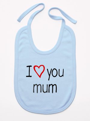 i love you mum z sercem śliniak niemowlęcy kolor błękitny 088