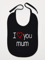 i love you mum z sercem śliniak niemowlęcy kolor czarny 088 i love you mum z sercem śliniak niemowlęcy kolor czarny 088