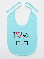 i love you mum z sercem śliniak niemowlęcy kolor miętowy 088 i love you mum z sercem śliniak niemowlęcy kolor miętowy 088