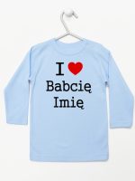 i love z imieniem babci koszulka z długim rękawem kolor błękitny 164