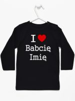 i love z imieniem babci koszulka z długim rękawem kolor czarny 164