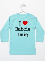 i love z imieniem babci koszulka z długim rękawem kolor miętowy 164