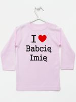 i love z imieniem babci koszulka z długim rękawem kolor różowy 164