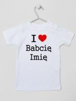 i love z imieniem babci koszulka z krótkim rękawem kolor biały 164