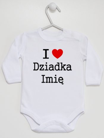 i love z imieniem dziadka body z długim rękawem kolor biały 165