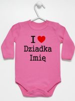 i love z imieniem dziadka body z długim rękawem kolor ciemny różowy 165