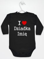i love z imieniem dziadka body z długim rękawem kolor czarny 165