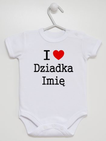 i love z imieniem dziadka body z krótkim rękawem kolor biały 165