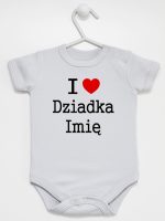 i love z imieniem dziadka body z krótkim rękawem kolor szary 165