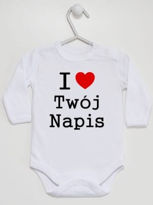i love z twoim napisem body z długim rękawem kolor biały 011