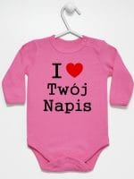 i love z twoim napisem body z długim rękawem kolor ciemny różowy 011