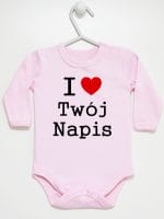 i love z twoim napisem body z długim rękawem kolor różowy 011