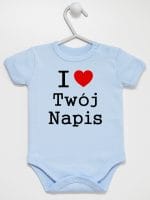 i love z twoim napisem body z krótkim rękawem kolor błękitny 011