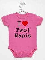 i love z twoim napisem body z krótkim rękawem kolor ciemny rózowy 011