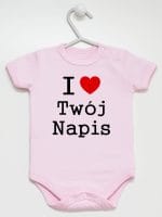 i love z twoim napisem body z krótkim rękawem kolor różowy 011