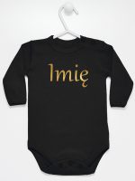 imię dziecka nadruk złoty body z długim rękawem kolor czarny 103