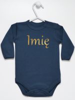 imię dziecka nadruk złoty body z długim rękawem kolor granatowy 103