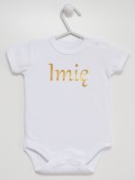 imię dziecka nadruk złoty body z krótkim rękawem kolor biały 103