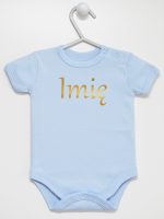 imię dziecka nadruk złoty body z krótkim rękawem kolor błękitny 103