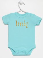 imię dziecka nadruk złoty body z krótkim rękawem kolor miętowy 103