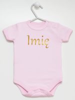 imię dziecka nadruk złoty body z krótkim rękawem kolor różowy 103