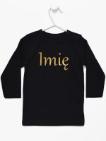 imię dziecka nadruk złoty koszulka z długim rękawem kolor czarny 103