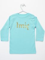 imię dziecka nadruk złoty koszulka z długim rękawem kolor miętowy 103