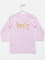 imię dziecka nadruk złoty koszulka z długim rękawem kolor różowy 103
