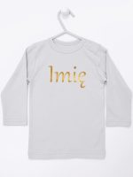 imię dziecka nadruk złoty koszulka z długim rękawem kolor szary 103