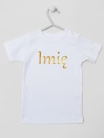 imię dziecka nadruk złoty koszulka z krótkim rękawem kolor biały 103