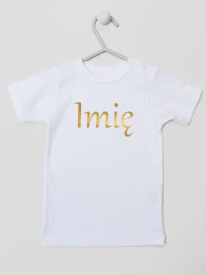 imię dziecka nadruk złoty koszulka z krótkim rękawem kolor biały 103