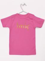 imię dziecka nadruk złoty koszulka z krótkim rękawem kolor ciemny różowy 103