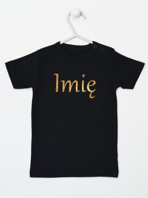 imię dziecka nadruk złoty koszulka z krótkim rękawem kolor czarny 103