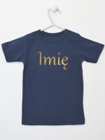 imię dziecka nadruk złoty koszulka z krótkim rękawem kolor granatowy 103