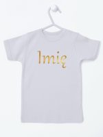 imię dziecka nadruk złoty koszulka z krótkim rękawem kolor szary 103