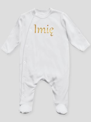 imię dziecka nadruk złoty pajacyk śpioszek ze stópkami 103