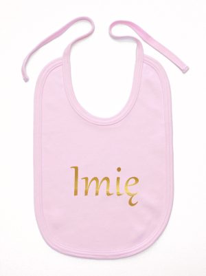 imię dziecka nadruk złoty śliniak niemowlęcy kolor różowy 103