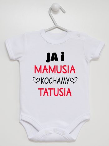 ja i mamusia kochamy tatusia body z krótkim rękawem kolor biały 243