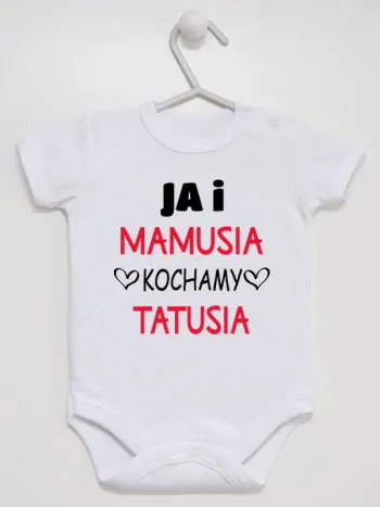 ja i mamusia kochamy tatusia body z krótkim rękawem kolor biały 243