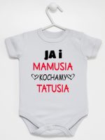 ja i mamusia kochamy tatusia body z krótkim rękawem kolor szary 243