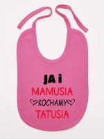 ja i mamusia kochamy tatusia śliniak niemowlęcy kolor ciemny różowy 243 ja i mamusia kochamy tatusia śliniak niemowlęcy kolor ciemny różowy 243