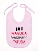 ja i mamusia kochamy tatusia śliniak niemowlęcy kolor różowy 243 ja i mamusia kochamy tatusia śliniak niemowlęcy kolor różowy 243