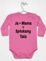 ja plus mama równa się spłukany tata body z długim rękawem kolor ciemny różowy 139