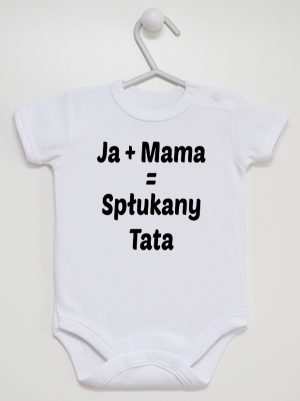 ja plus mama równa się spłukany tata body z krótkim rękawem kolor biały 139